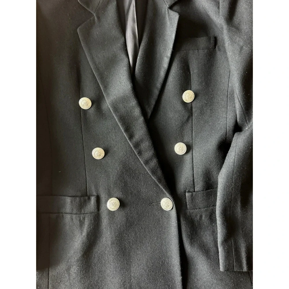 Vintage Liz Claiborne Collection Women's Size 6 Black Wool Double-Breasted Lined